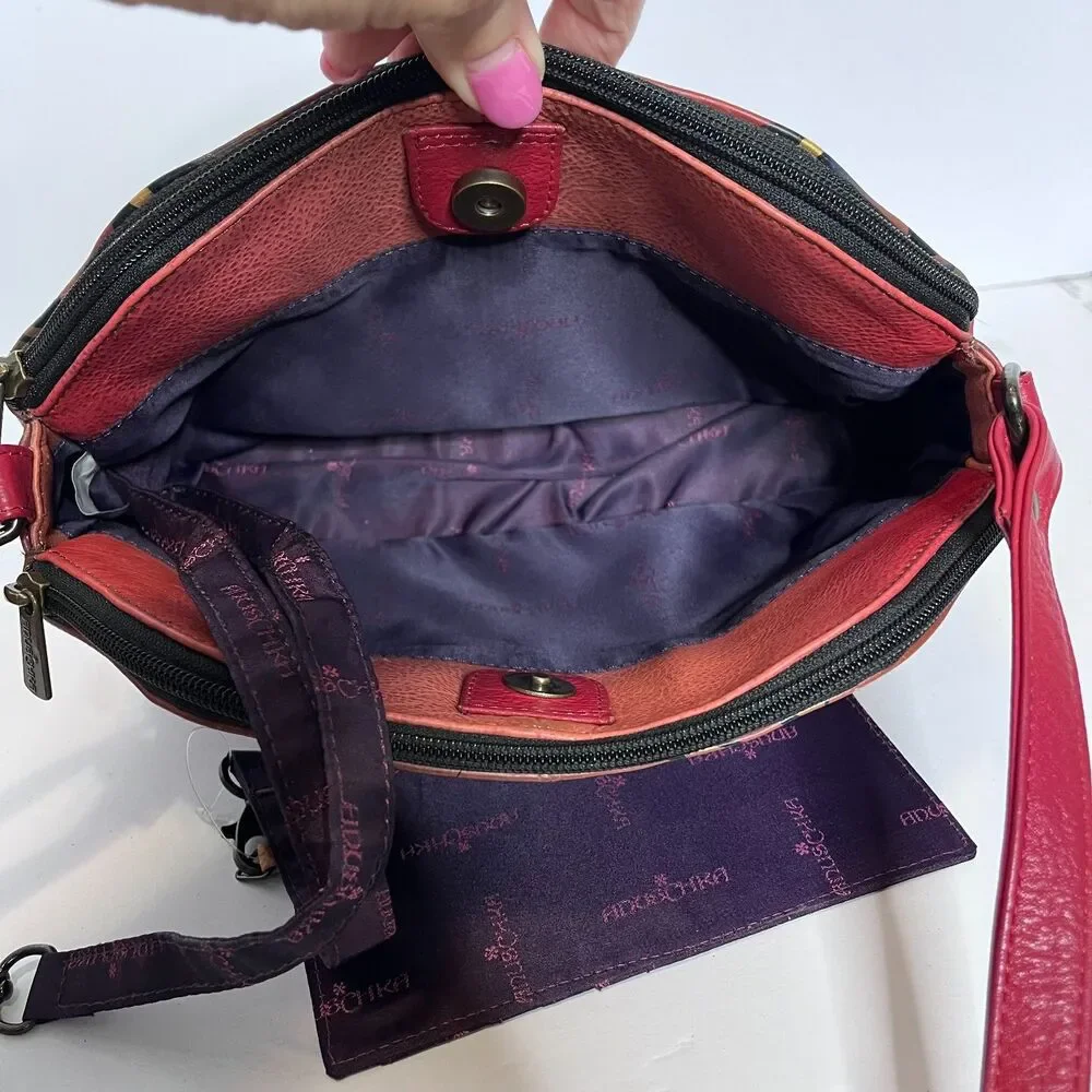 Anuschka Leather Crossbody & Card Holder Southwest Themed Artwork Hand Painted